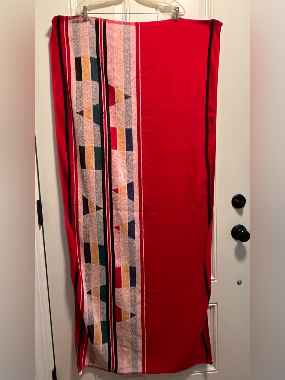 Vintage McCarthry International Southwest Geometric Beach Towel 28x56 Cotton Red